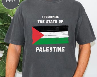 パレスチナの現状を認めるシャツ、パレスチナ・ガザ連帯Tシャツ、コンフォートカラー