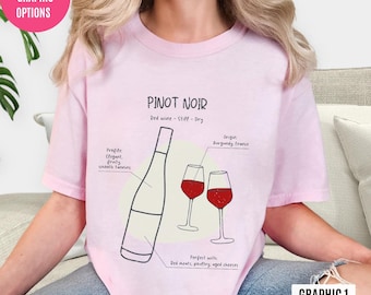 Shirt Pinot Noir Facts, wijn T-shirt in minimalistische stijl, comfortabele kleuren