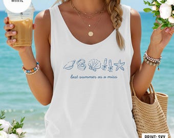 Afgelopen zomer als Miss verlovingsshirt, toekomstig verlovingscadeau Mrs Beach Tanktop