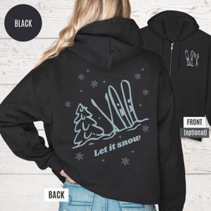 Sudadera con capucha y cremallera para esquí de nieve, sudadera de invierno con capucha con impresión trasera y frontal opcional imagen 1