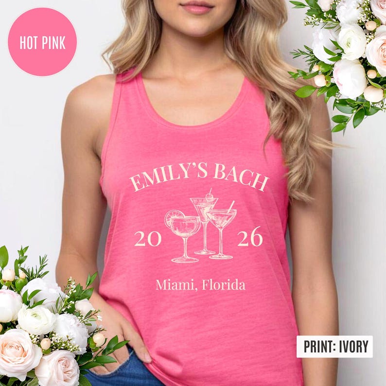 Custom Bachelorette Tank, Beach Bridal Party Top, Matching Bach Shirts, Bridesmaid Gift, Cocktail Design image 7