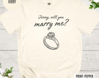 Will You Marry Me Shirt op maat, verlovingscadeau voor verloofde, T-shirt ringvoorstel