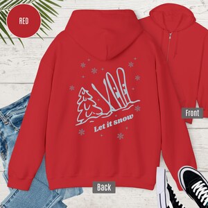 Sudadera con capucha y cremallera para esquí de nieve, sudadera de invierno con capucha con impresión trasera y frontal opcional imagen 10