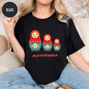 Poupée russe Maternité T-shirt de grossesse Matriochka Top, Small, Black