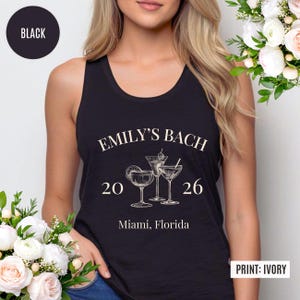 Custom Bachelorette Tank, Beach Bridal Party Top, Matching Bach Shirts, Bridesmaid Gift, Cocktail Design image 8