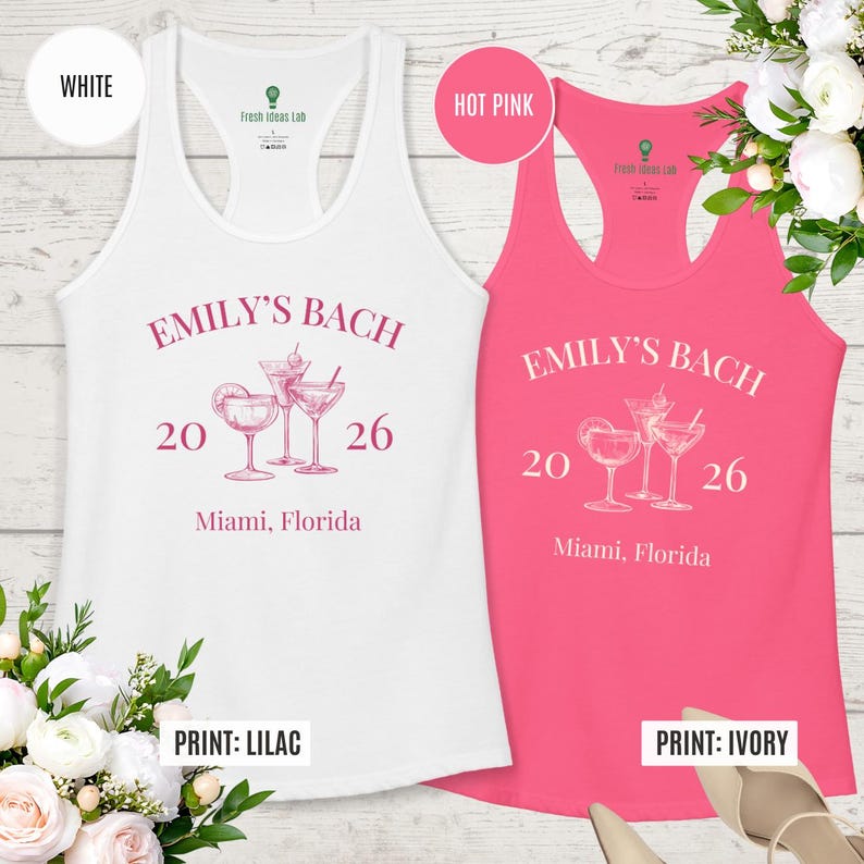 Custom Bachelorette Tank, Beach Bridal Party Top, Matching Bach Shirts, Bridesmaid Gift, Cocktail Design image 5