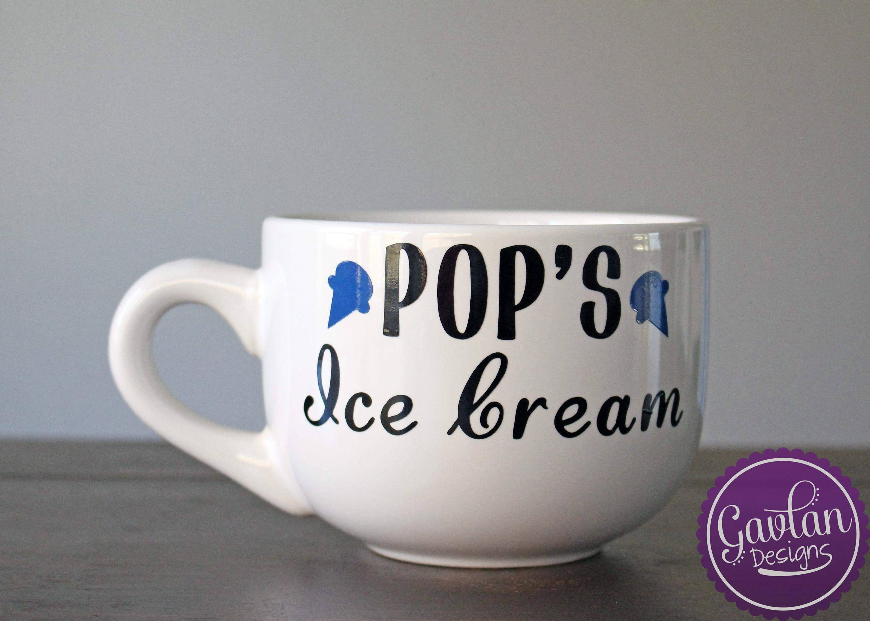 Dads Ice Cream Bowl Large 16oz Black or White Mug Cones