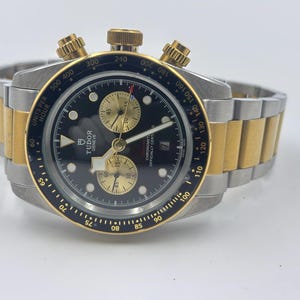 Vintage Tudor Black Bay Chrono S&G Swiss Two Tonw Dial Analog Men&#39;s Wrist Watch Free Shipping