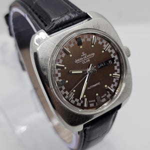 Vintage Jaeger Lecoultre Automatic Cal. 1916 Maroom Dial Analog Leather Strap Men&#39;s Wrist Watch Free Shipping