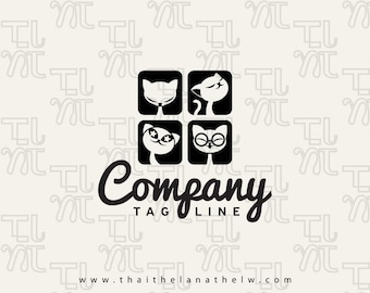 Personalized Cat Character Logo Design: Custom Feline Business Branding