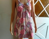 Vintage 90 39 s floral shabby chic rose lingerie slip dress and robe camisole set Cami matching set romantic paisley pink purple mint