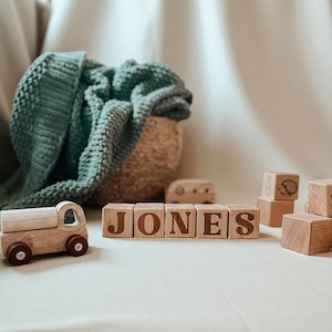 Custom Wooden Baby Name Blocks – Retro Boho Nursery Decor | Baby Shower Gift, Newborn Photography Prop, Gender Reveal Accessory