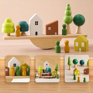 Montessori Wooden Stacking Toy – Forest House Sensory Blocks for Baby & Toddler | Early Childhood Educational Gift