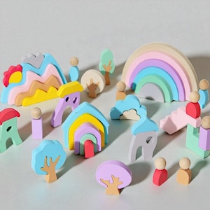 Wooden Rainbow Stacking Toy – Montessori Toddler Toy | Color Learning, Hand-Eye Coordination,Preschool Educational Blocks | Gift for Toddler