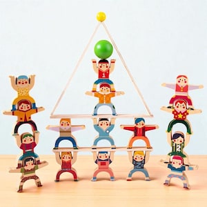 Montessori Circus Stacking Toy: Wooden Acrobats & Balance Game