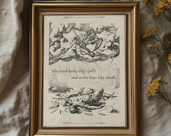 Affiche gothique de citation de livre : art féminin de rage de sorcière (téléchargement numérique