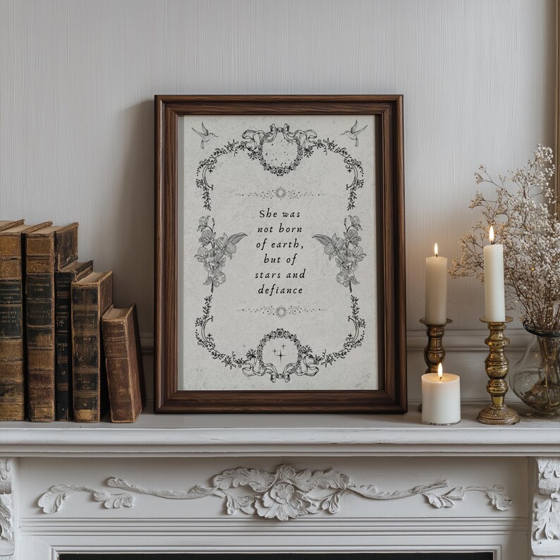 Gothic Romantasy Quote Poster: Celestial Dark Academia Art (digital