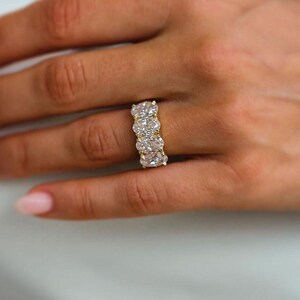 Oval Cut Wedding Band, 4 TW Oval Moissanite Half Eternity Band, Oval Stacking Matching Band, Engagement Ring For Her, Oval Diamond Ring
