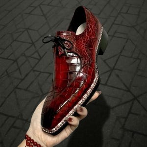 Handmade Burgundy Leather Oxford Wingtip Shoes - Bespoke Style