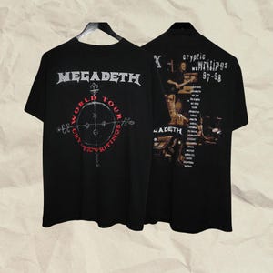 Maglietta vintage del tour MGD Cryptic Writings, 1997-1998, maglietta della band heavy metal, maglietta grafica classica del concerto.