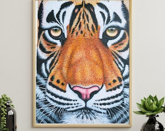 Tiger Animal Portrait acrylic painting canvas color Fine Art wall decor