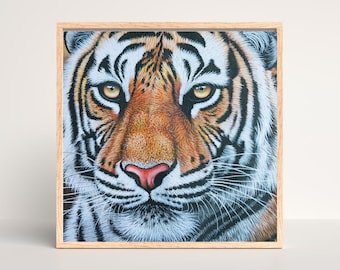 Tiger Painting Original Wildlife Art, Bengal Wall Decor, Handmade Animal Painting on Canvas, Big Cat Artwork for Living Room