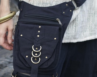 Steampunk Utility Hip Tactical Waist Belt Bag, Festival Leg Pouch Gothic Boho Fanny Pack