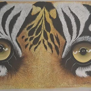 Watercolor Tiger Eyes Painting – Wildlife Wall Art, Big Cat Home Decor, Hand-Painted Animal Artwork