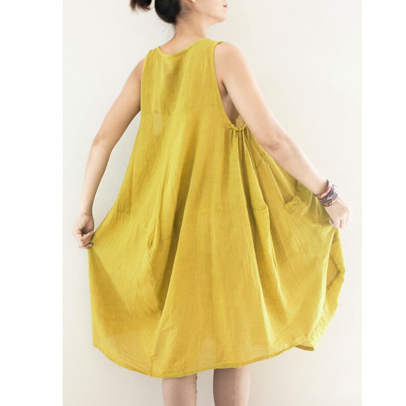 XL Sleeveless Loose fitting Cotton Summer Dress with Pockets Etsy