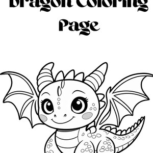 Dragon Coloring Page for Kids | Fantasy Printable Activity | Cute Black and White Art | Instant Download