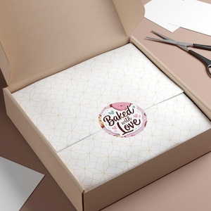 Baked with Love Stickers: 5-in-1 Cookie Jar Labels, Bakery Packaging and Gift Stickers