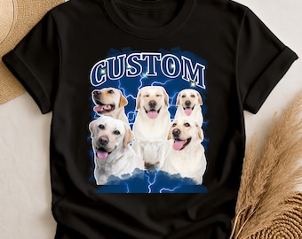 Custom Bootleg Dog Shirt, Personalized Pet Photo T-Shirt, Labrador Retriever Tee, Funny Bootleg Pet Portrait Shirt, Dog Lover Gift