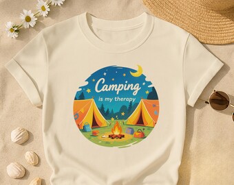 Camping is My Therapy T-Shirt, Outdoor Apparel, Nature Lover Gift, Family Camping Trip Shirt, Adventure Clothing, Relaxation Tee Gift