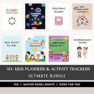 Bundel met megaplanner en werkblad voor kinderen: 500+ educatieve printables (digitale download, commerciële licentie)