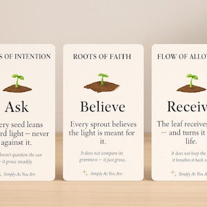 Manifestation Affirmation Deck | Ask Believe Receive Spiritual Oracle | Printable Poker & Tarot Size Mindfulness Cards