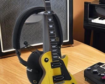 Support Écouteurs Guitar style LP Personnalisable - Fait Main (Québec) - Pour Musicien/Gamer