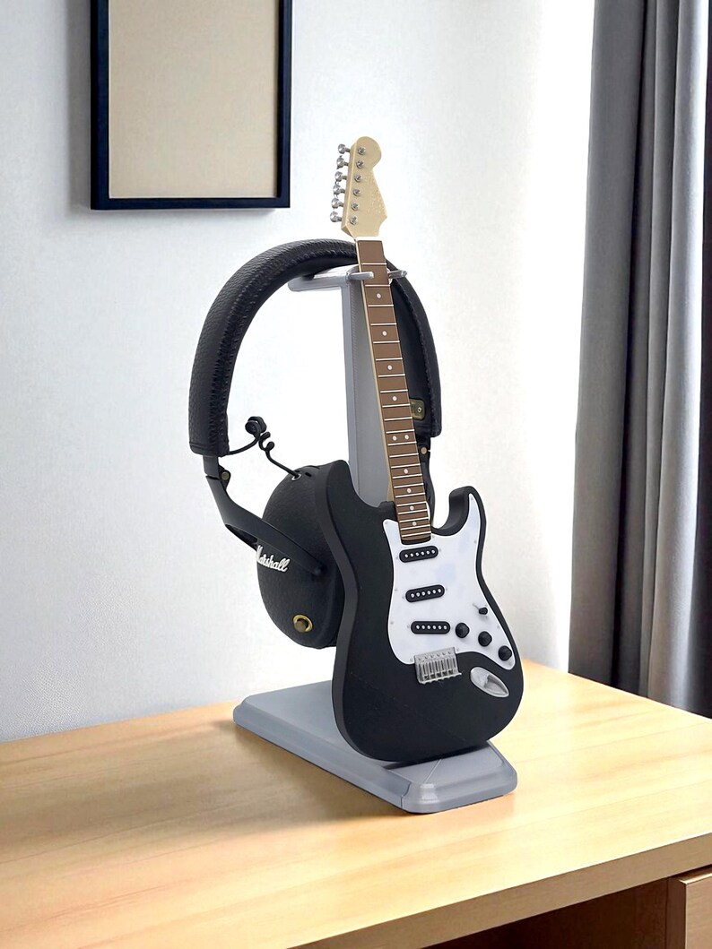 Support Écouteurs Guitar Personnalisable - Fait Main (Québec) - Pour Musicien/Gamer Base en plastique