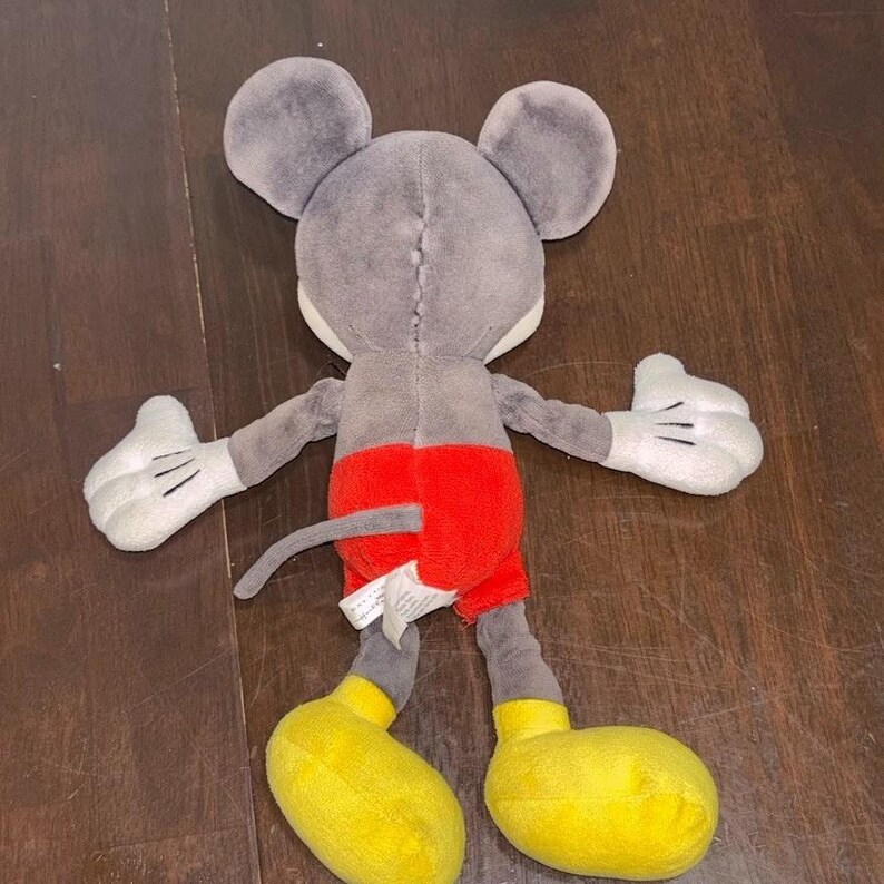 Hallmark Mickey Mouse-Inspired Plush Toy 16" Gray Red Yellow Vintage Style Doll image 2