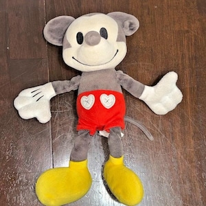 Hallmark Mickey Mouse-Inspired Plush Toy 16" Gray Red Yellow Vintage Style Doll image 1
