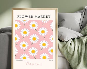 Pink Daisy Flower Market Print: Havana Floral Nursery Decor (Digital Download