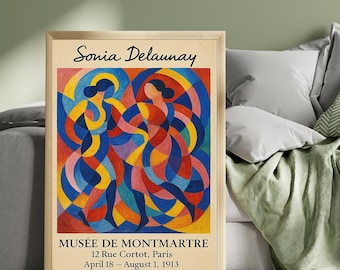 Sonia Delaunay Colorful Abstract Dancing Figures Vintage Style Art Exhibition Poster Paris Wall Art