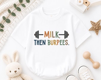 Body per neonati Milk Then Burpees®, body divertente per neonati, completo da palestra per neonati, regalo per baby shower, body per neonati, vestitini carini per neonati da crossfit