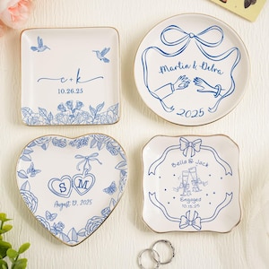 Custom Locked Engagement Ring Dish,Personalized Ceramic Ring Dish,Initials Date Dish,Ring Dish,Gifts for Her,Engagement Ring Tray,Bride Gift