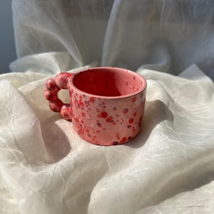 Spotted Mug, Handmade Ceramic Mug, Pottery Mug, Coffee Cup, Handpainted Mug, Handcrafted Mug, Gift To Her, Unique Gift, With Handle