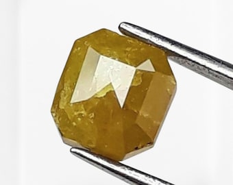 0.70 CT Emerald Cut Yellow Diamond: Natural Loose Rustic Diamond