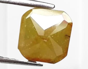 0.81 CT Emerald Cut Yellow Diamond, Rustic Loose Diamond