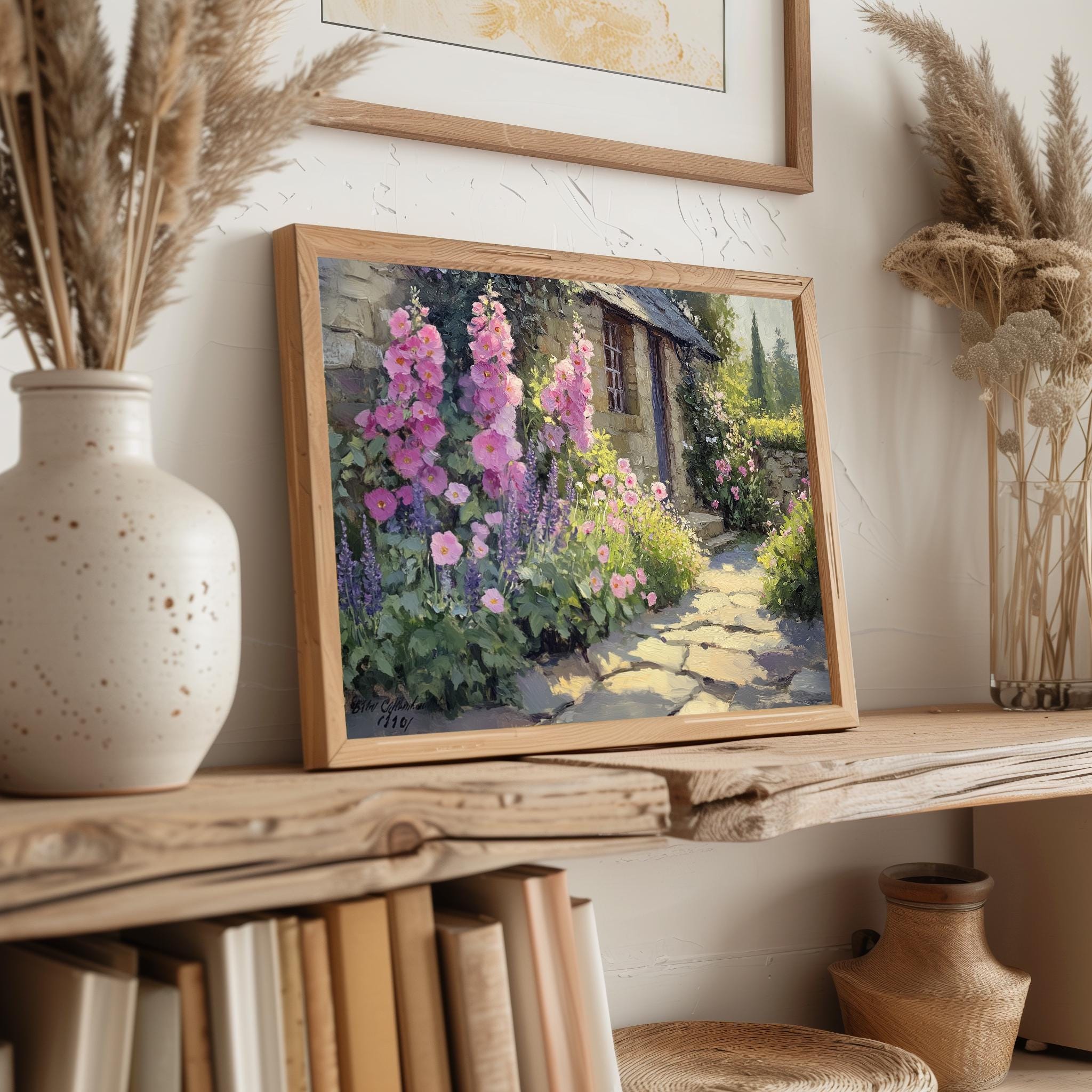 Rustic English Cottage Garden Oil Painting - Printable Wall Art ...