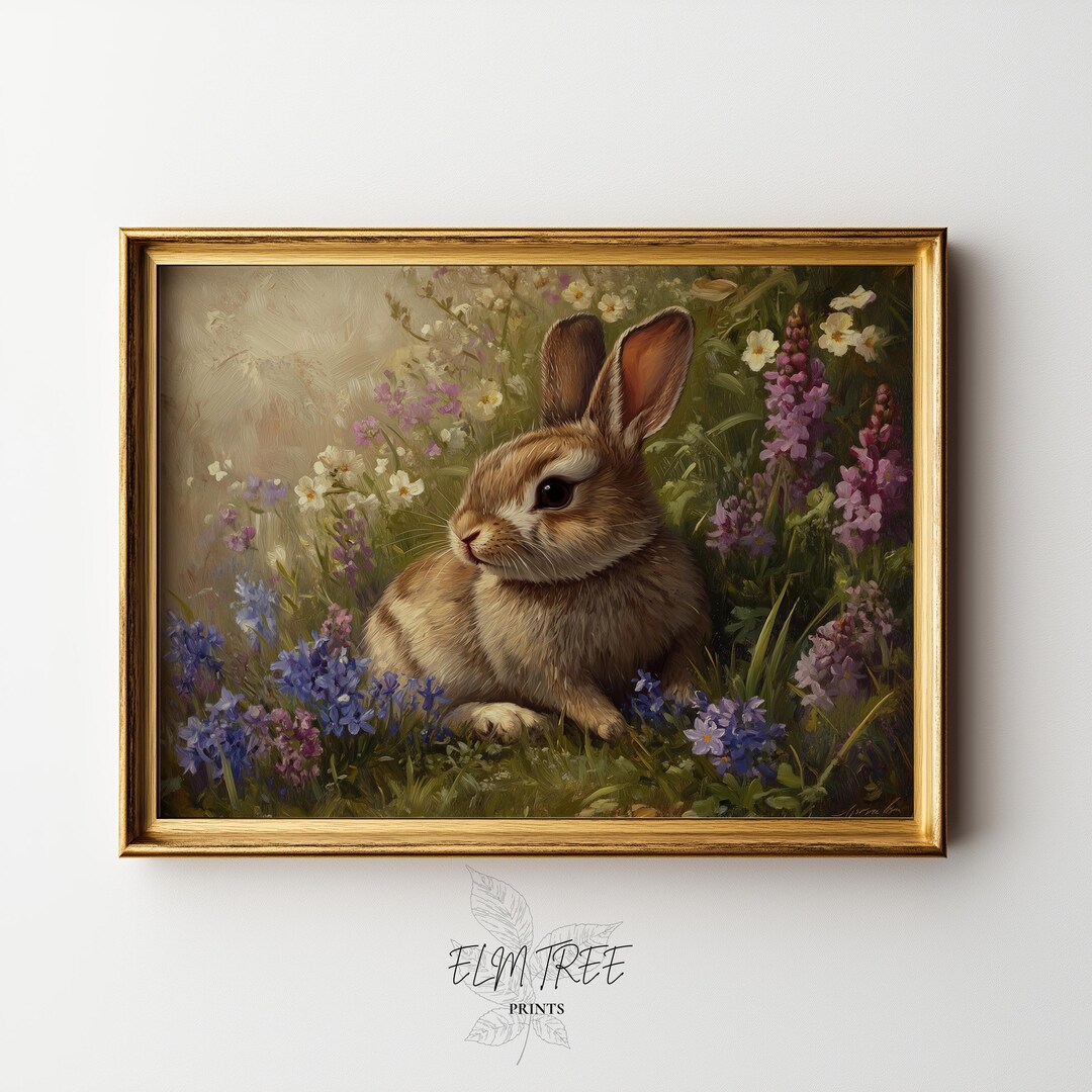 Vintage Easter Bunny Printable - Cottagecore Spring Wall Art, Cute ...