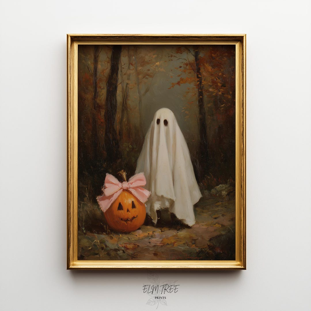Vintage Halloween Printable Wall Art - Spooky Cute Ghost and Jack-o ...
