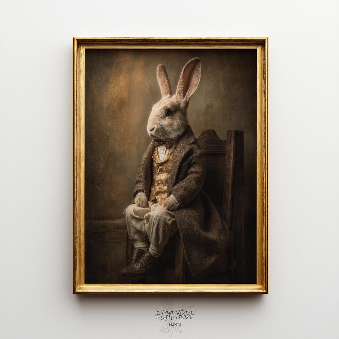 Vintage Anthropomorphic Rabbit Portrait - Victorian Style, Printable ...